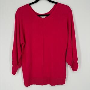 MAX STUDIO Pink 3/4 Sleeve Knit Top Sweater Shirt Womens Small